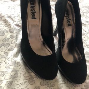Black suede platform heeels